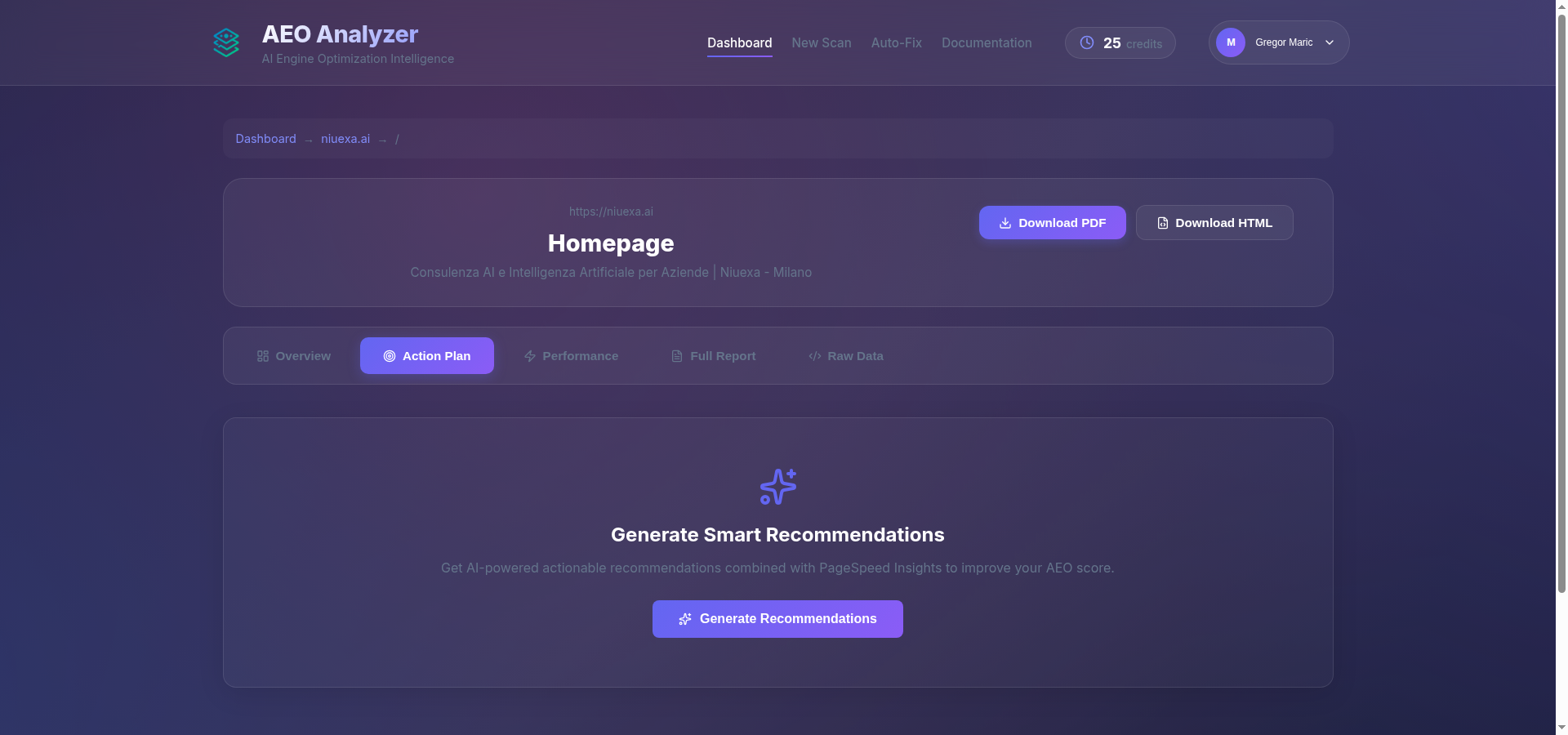 Prioritized action plan with fix recommendations